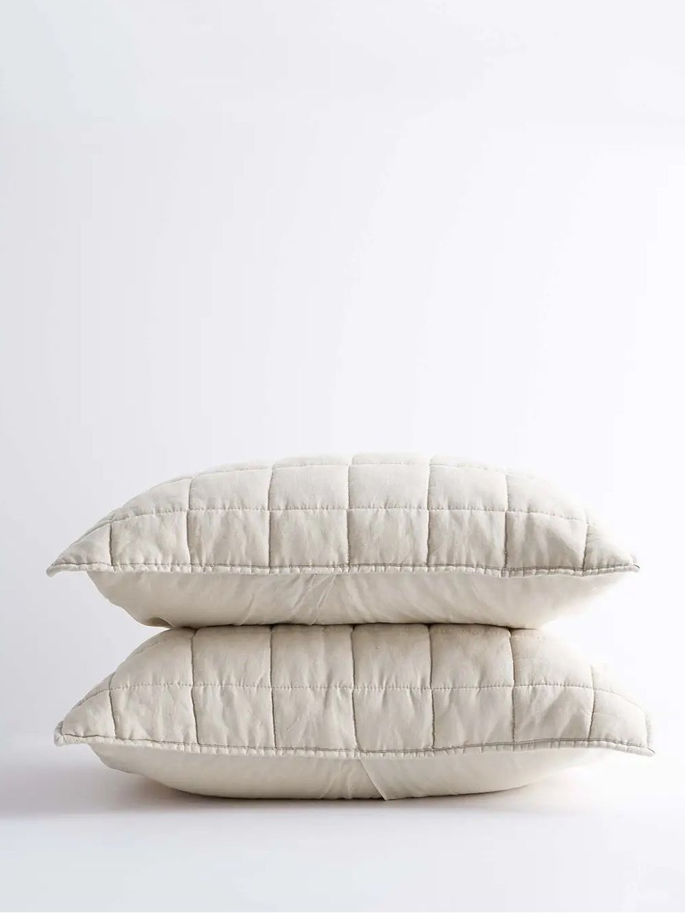 Quince European Linen Box Quilted Sham Set Standard Sand